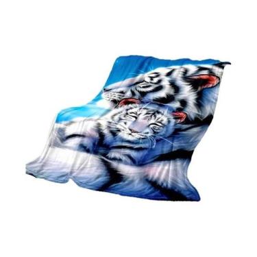 Imagem de Cobertor Super Macio 3D De Tigre Sherpa Para Primavera E Outono, Colch