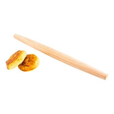 Imagem de Restaurantware Pastry Tek Rolo de massa francês de 45,7 cm, 1 rolo cônico para assar - Rolo de massa de madeira de faia natural sólido de grau profissional para fondant, biscoitos de massa de pizza e