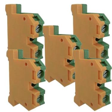 Imagem de Kit 5 borne sak terra 6,00mm sak-6jd amarelo/verde sibratec