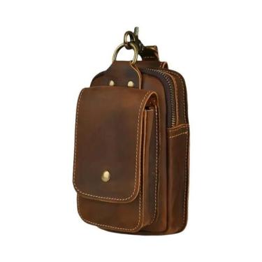 Imagem de Bolsa De Cintura Masculina Vintage Em Couro Crazy Horse Casual Em Cour