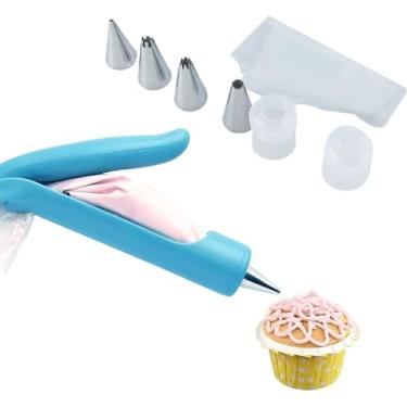 Imagem de Kit de Ferramentas Caneta para Decorar Bolo Ferramenta Piping Gelo com 4 Bicos Formas Diferentes Sacola Decorativa Acoplador DIY Decoração Massa Fácil