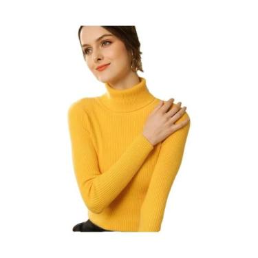 Imagem de Suéter De Inverno Feminino Térmico Com Gola Alta Listrada, Tricotado, 