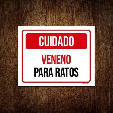 Imagem de Kit 3 Placas Cuidado Veneno Para Ratos - Sinalizo.Com