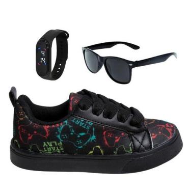 Imagem de Tênis Infantil Masculino Casual Colegial CM Gamer Leve Confortável Men