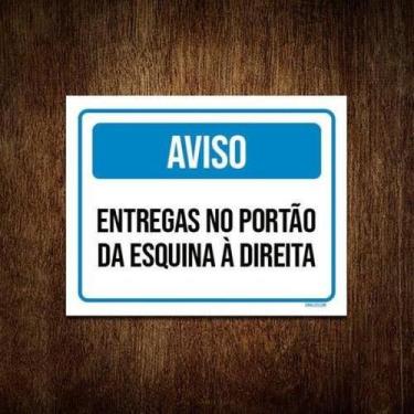 Imagem de Kit 5 Placa Aviso Entregas Portão Esquina Direita - Sinalizo
