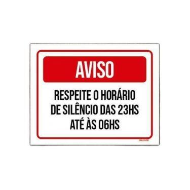 Imagem de Kit 10 Placa Sinalização Aviso Respeite Horário De Silêncio - Sinalizo