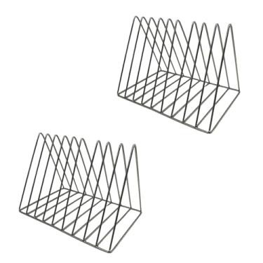Imagem de MIAO YUAN 2 peças de suporte de mesa triangular, suporte de metal de ferro com 9 compartimentos para revistas e organizador de arquivos para escritório, elegante rack de exibição para decoração de