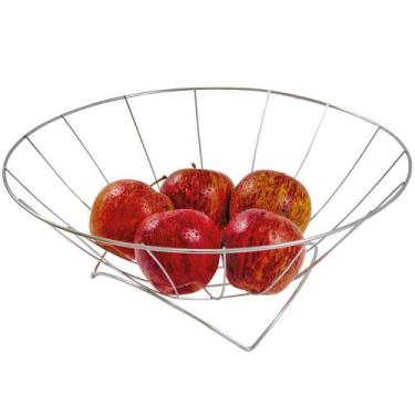 Imagem de Fruteira de Mesa Redonda para Bancada Cromada Organização Decoração Co