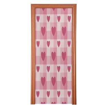 Imagem de Blueangle Capa elástica para porta quadriculada xadrez rosa dos namorados - Faixa de porta frontal de tecido elástico para decoração de festa ao ar livre (759)