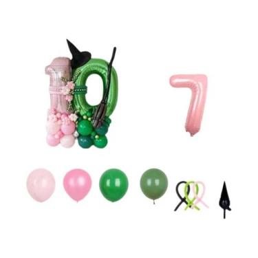 Imagem de Balões De Aniversário Rosa E Verde De 32 Polegadas, 51 Peças, Decoraçã