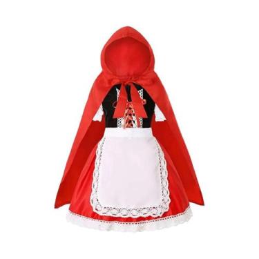Imagem de Conjunto De Fantasia De Chapeuzinho Vermelho Para Crianças 4 Peças Ves
