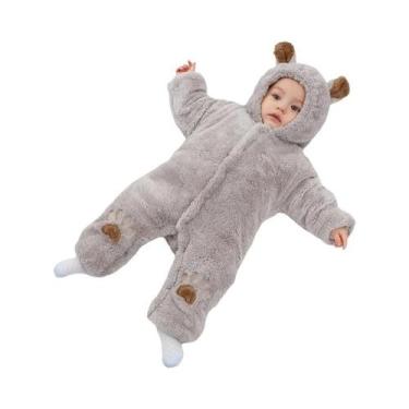 Imagem de Macacão De Inverno Para Bebê Com Orelhas, Bodysuit De Algodão Acolchoa