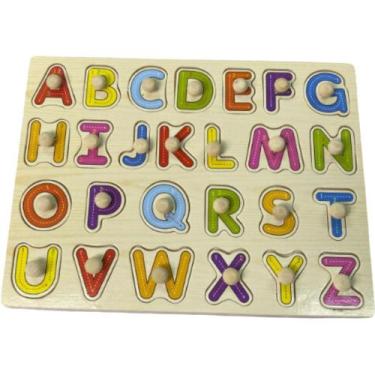 Imagem de Brinquedo Pedagógico de Madeira  Encaixe Divertido de Letras - Fabrica