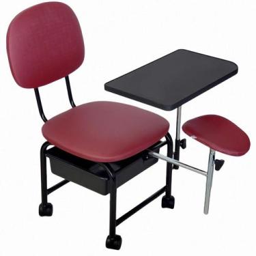 Imagem de Cadeira Manicure Cirandinha Apoio Gaveta E Rodinhas Bordô - For-Ty Sto