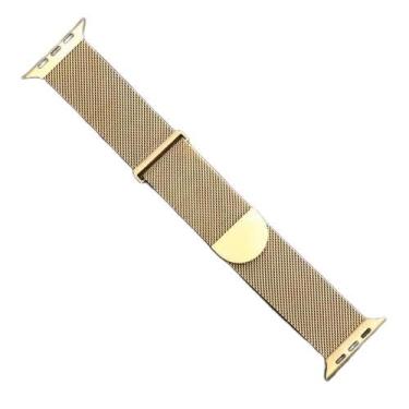 Imagem de Pulseira de relógio milanesa de aço inoxidável, compatível com Apple Watch Series 9, Ultra 2/Ultra, SE/SE 2ª geração, 8, 7, 6, 5, 4, 3, 2 e 6, unissex