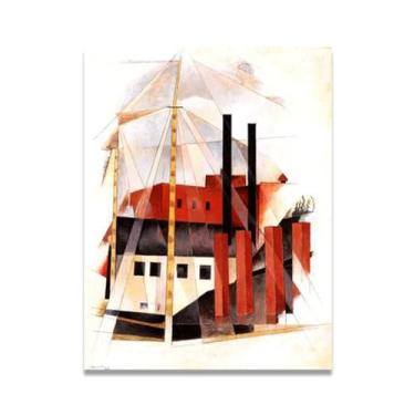 Imagem de LKXGRRSFG Piano Movers' HolidayCharles Demuth Canvas Wall Art - Reprodução de pintura a óleo abstração geométrica, design de interiores colorido ousado 19 x 26 cm sem moldura