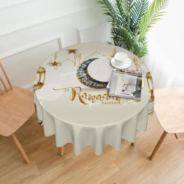 Imagem de ertquji Toalha de mesa redonda Ramadan Kareem para decoração de festa de 152 cm para decoração de casa em família, piquenique, jantar