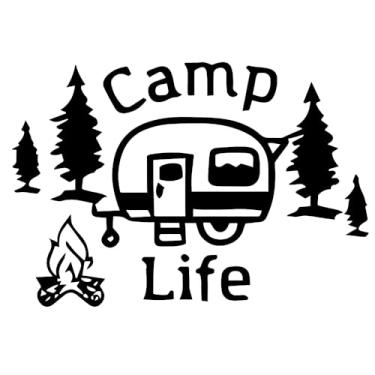 Imagem de 4 peças de decalque impermeável Camping Happy Campers Camp Life, adesivo autoadesivo externo para carroceria, capô, SUV, caminhões e motocicletas (estilo 4)