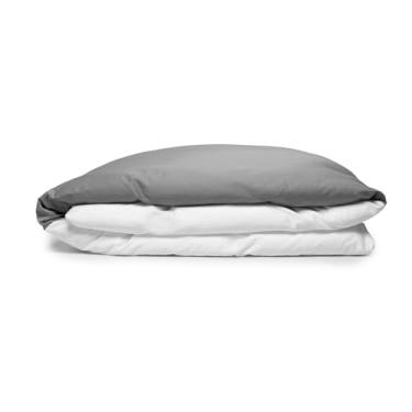 Imagem de Artelassê Duvet King 300 fios Mistral Branco/Cinza Grafite