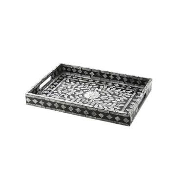 Imagem de Bandeja de servir francesa retrô decorativa bandeja de frutas concha natural retangular chá casa bandejas de armazenamento para festa (uma cor média)