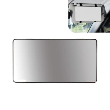 Imagem de Zeathery Viseira de sol para carro, espelho retrovisor de montagem com tira elástica de vidro HD, moldura ABS fina, acessório de retrofit de viagem, ajuste universal para a maioria dos carros (preto)