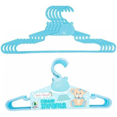 Imagem de Kit 5 Cabides Infantil Azul Organizador De Roupinhas Para Bebê Reforça