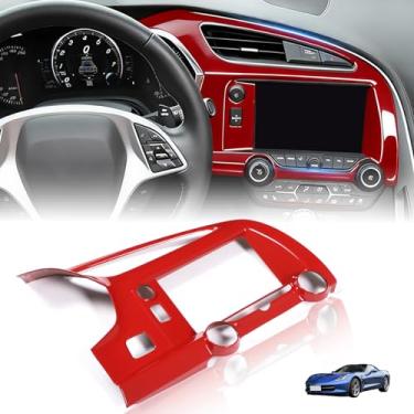 Imagem de Suetlcoity Acessórios de saída de ar para painel de controle central C7 Corvette C7 para Chevrolet Corvette C7 ABS 2014-2019 painel central moldura decorativa capa de acabamento 1 peça (vermelha)