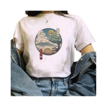 Imagem de Camiseta Gráfica Kawaii Totoro De Harajuku Miyazaki Hayao Para Mulhere
