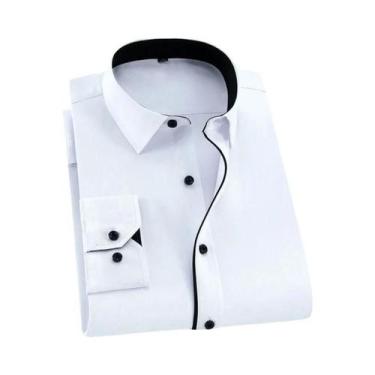 Imagem de Camisa Social Masculina plus Size 8XL 7XL 6XL Manga Longa Branca Prima