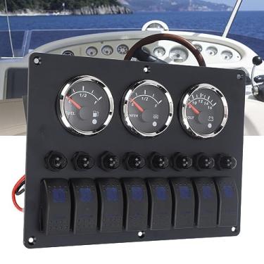 Imagem de Leapiture Barco Conjunto de 3 Medidores Painel de Instrumentos Digitais com 8 Interruptores 12 a 24V 7 Cores LED Exibição de Tensão de Nível de Óleo de Água para Iate