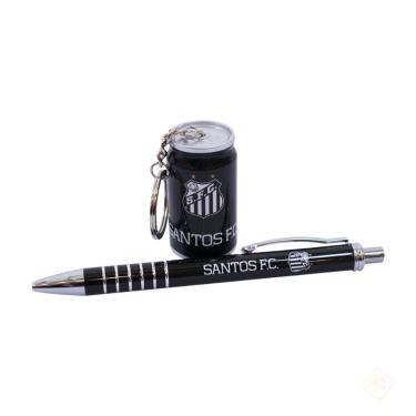 Imagem de Kit Caneta Roller Pen Com Chaveiro Caneta Santos FC - Mileno