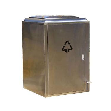 Imagem de Lata de lixo ao ar livre Lixeira externa com pedal de grande capacidade comercial aço inoxidável