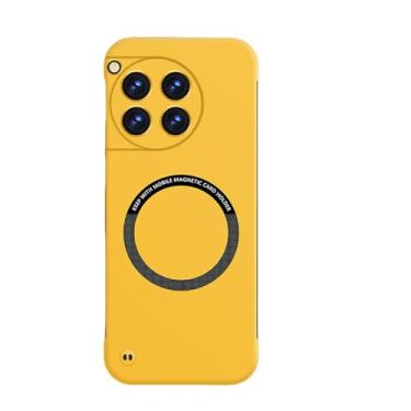 Imagem de QJJFVMF Capa magnética ultrafina sem moldura para carregador sem fio para Oneplus 12 11 10 9 Pro Ace Ace2 2V Pro capa de plástico de resfriamento, amarela, para Oneplus Ace 2v