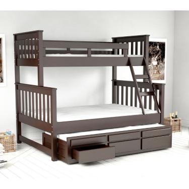 Imagem de Treliche com Cama de Casal 3 Gavetas Madeira Maciça Saraiva - Tabaco