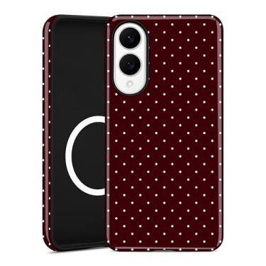 Imagem de Aitipy Capa de telefone magnética de bolinhas para Samsung Galaxy S25 Edge, compatível com MagSafe, linda borgonha, bolinhas vermelhas, estética, TPU macio e policarbonato rígido, capa protetora à
