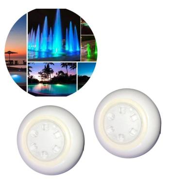 Imagem de 2 Lâmpadas Luz Luminária Redonda Colorida Rgb 9W 6 Leds