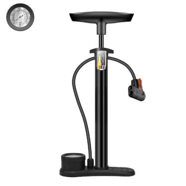 Imagem de Bomba de Ar Portátil Multifuncional com Manômetro Inflador Alta Pressão 160PSI Bico Três-em-Um para Bicicletas e Carros