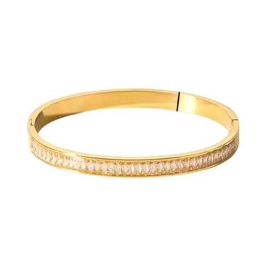 Imagem de Pulseira Geométrica Banhada a Ouro 18k Para Mulheres, Aço Inoxidável B