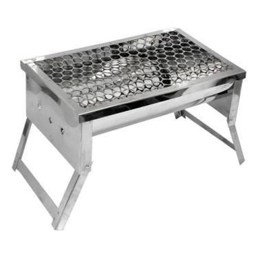 Imagem de Churrasqueira Portátil Dobrável 100% Aço Inox 430 - Dalben, Prateado