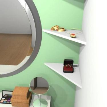 Imagem de kit 3 Prateleira Decorativa de canto com suporte MDF Preto/Branco - De