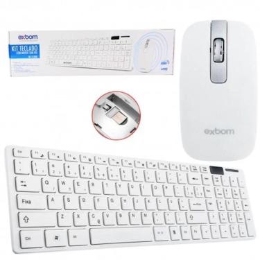 Imagem de Kit Combo Teclado Mouse Slim Sem Fio Wireless Bk-S1100 Branco