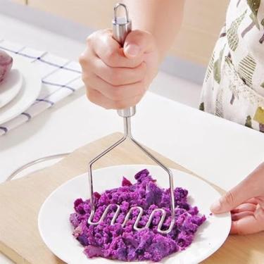Imagem de Espremedor de batatas de aço inoxidável ferramenta de trituração de cozinha durável para purê de batatas suave