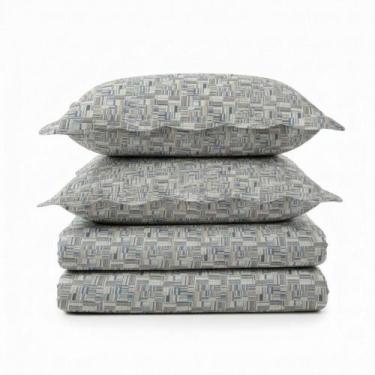 Imagem de Kit Cobre Leito Colcha Magnus Queen 3 Peças Dupla Face Estampado Geomé