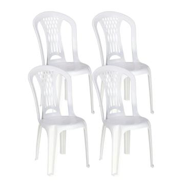 Imagem de Kit 4 Cadeiras De Plástico Sem Braço Laguna Tramontina Basic Branco