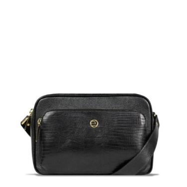 Imagem de Bolsa Couro Transversal Animal Preto - Le Postiche
