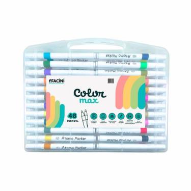 Imagem de Kit Conjunto 48 Canetas Escolar Hidrografica Permanente Color Max - At