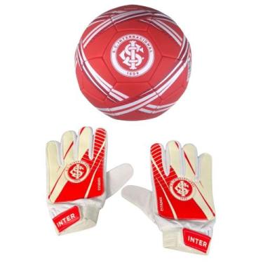 Imagem de Luva De Goleiro Infantil DRB + Bola Internacional, Vermelho, 7