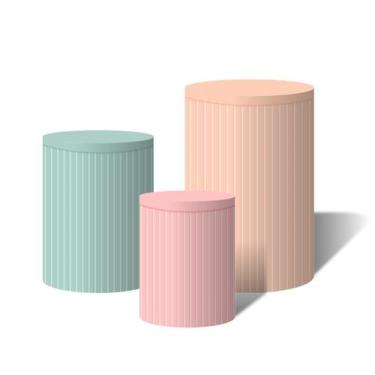 Imagem de Trio Capas Para Cilindro Versátil Ripados Rosa Verde Agua Pessego  C/ 