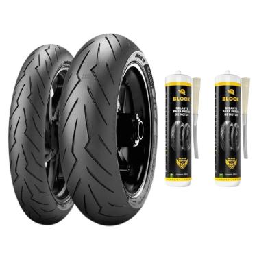 Imagem de Par Pneu Cb 300 Ninja 300 110/70r17 + 150/60r17 Diablo Rosso 3 Pirelli + Selantes