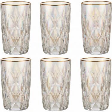 Imagem de Jogo De 6 Copos 400ml Furta Cor Borda Dourada Diamond Em Casa Tem